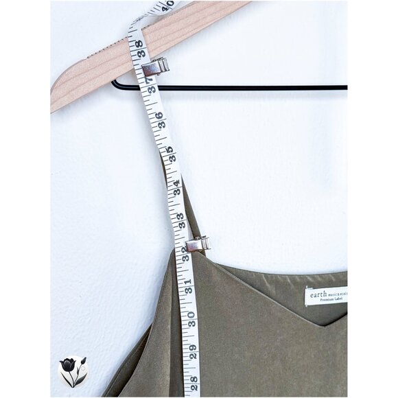 Women's Earth Music & Ecology Mini Dress S / M Khaki Slip Strap Faux Suede Japan - Picture 12 of 12